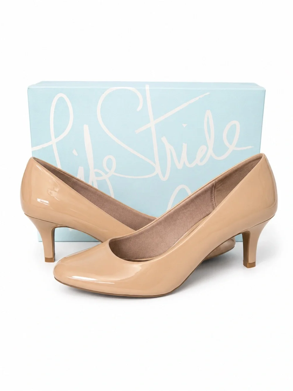 LifeStride Nude Patent Leather Kitten Heel Pumps Size 10M